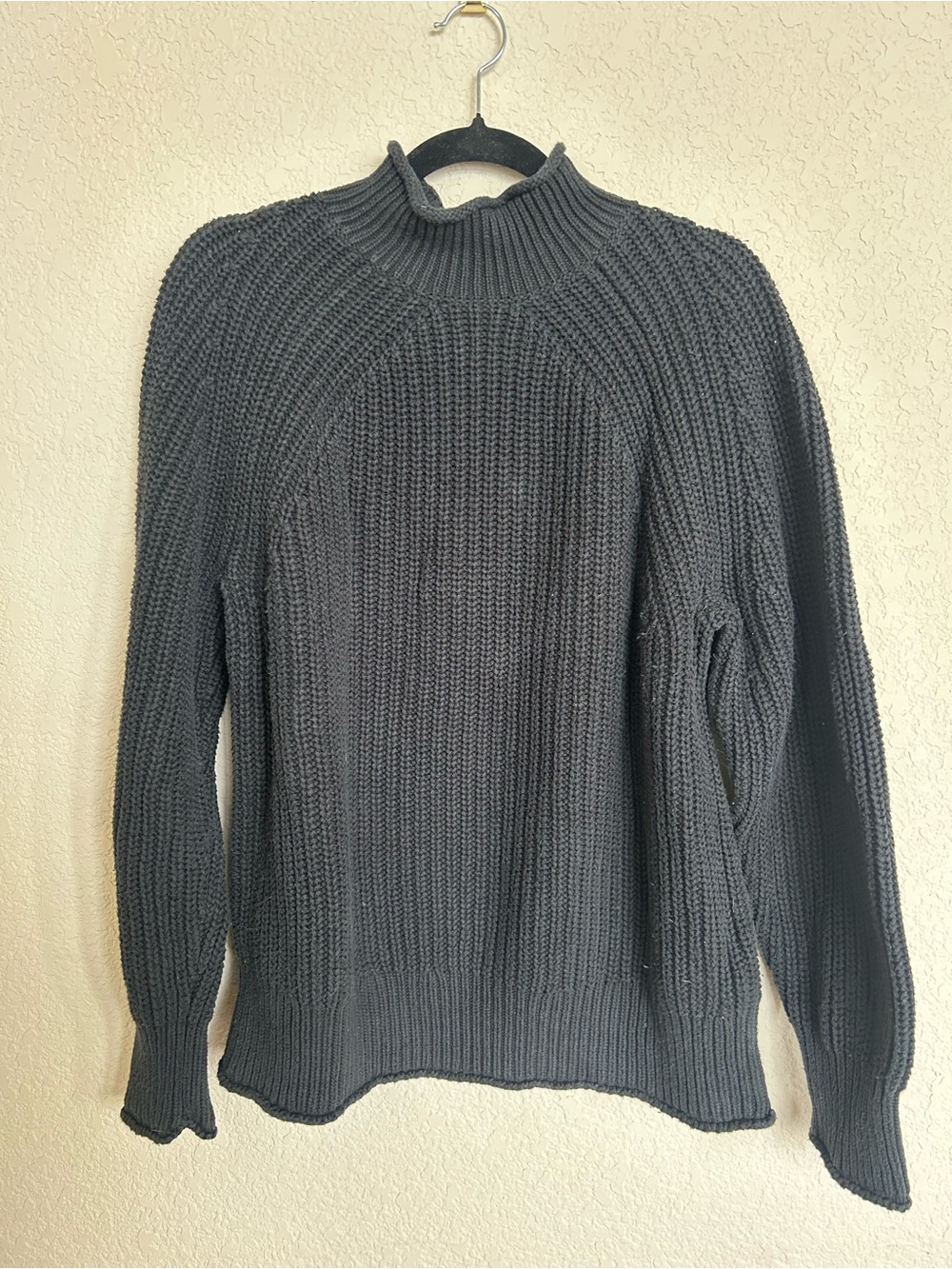 J. Crew Black Ribbed Knit Mock Neck Sweater